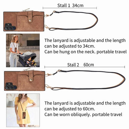 Crossbody Zipper Wallet Case for Samsung Galaxy S24 Ultra Kickstand Phone Cover with 7 Card Holder