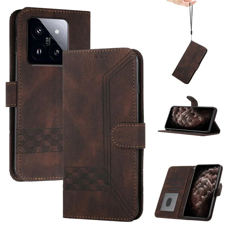 YX0010 Series for Xiaomi 14 Pro Leather Wallet Case Magnetic Clasp Stand