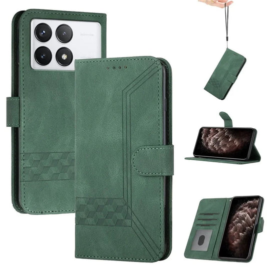 YX0010 Series for Xiaomi Redmi K70 5G / K70 Pro 5G Leather Cover Stand Wallet Caseish Green