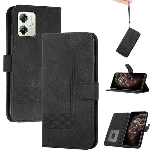 YX0010 Series for Motorola Moto G54 5G Case Phone Wallet Rhombus Line Imprinted