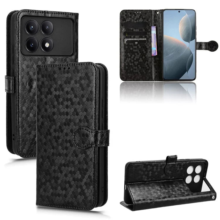 For Xiaomi Redmi K70E 5G / Poco X6 Pro 5G Case Leather Imprinted Dots Pattern Smartphone Cover