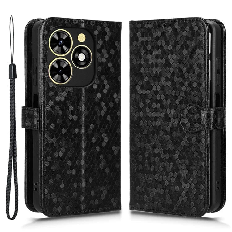 Phone Case for Transsion Tecno Pop 8 / Spark Go 2024 4G / Spark 20C Shell Dot Imprinted Wallet Stand Cover