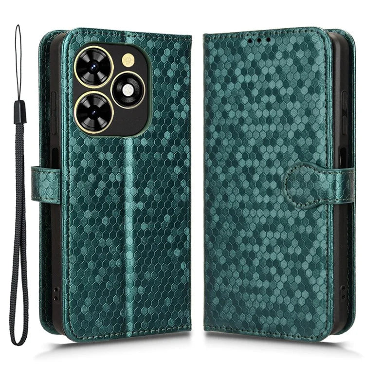 Phone Case for Transsion Tecno Pop 8 / Spark Go 2024 4G / Spark 20C Shell Dot Imprinted Wallet Stand Cover