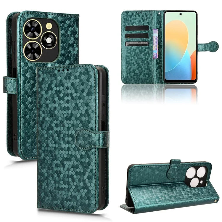 Phone Case for Transsion Tecno Pop 8 / Spark Go 2024 4G / Spark 20C Shell Dot Imprinted Wallet Stand Cover