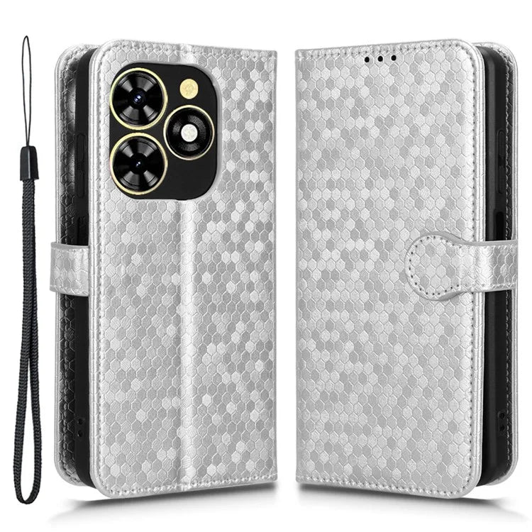 Phone Case for Transsion Tecno Pop 8 / Spark Go 2024 4G / Spark 20C Shell Dot Imprinted Wallet Stand Cover