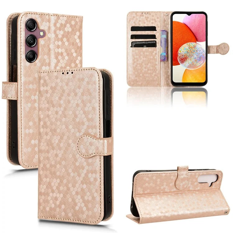 For Samsung Galaxy A15 4G / A15 5G Case Dot Imprinted Leather Shockproof Phone Stand Cover