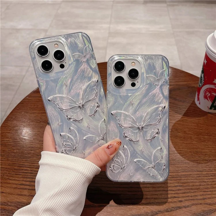 For iPhone 15 Pro Case Butterfly Plating Design Phone Cover
