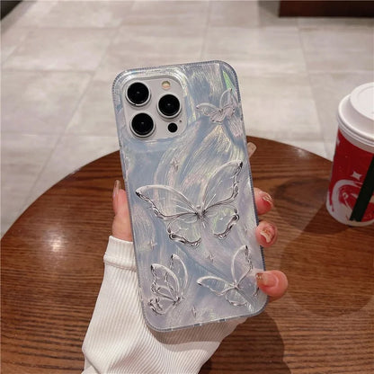For iPhone 15 Pro Case Butterfly Plating Design Phone Cover