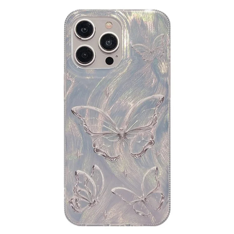 For iPhone 15 Pro Max Phone Case Cute Electroplated Butterfly Protective Cover
