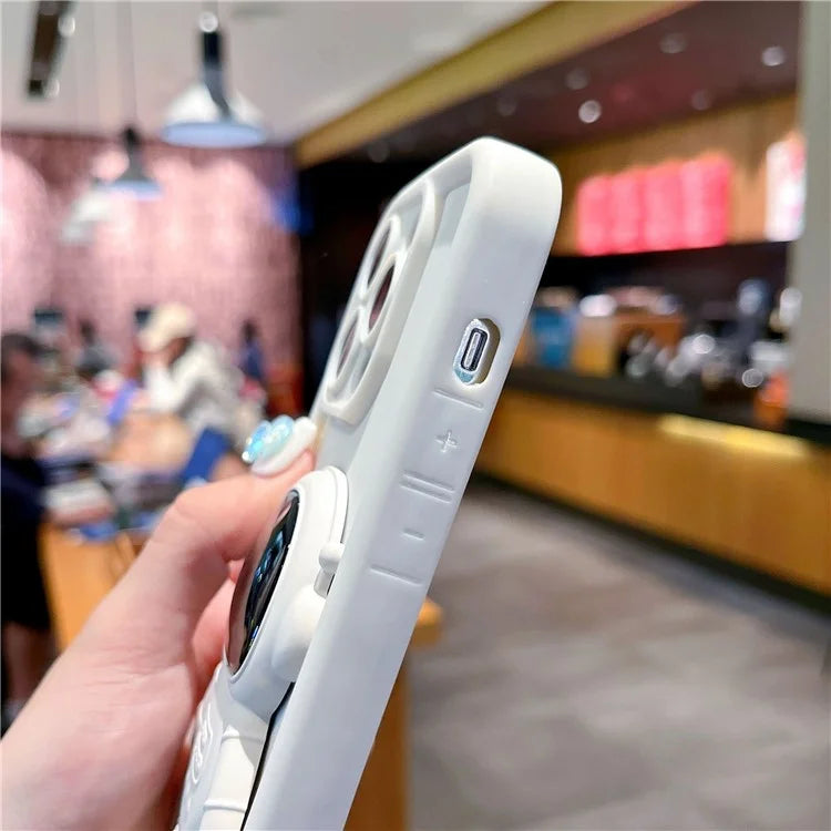 For iPhone 14 Pro Soft Silicone Shockproof Cover with 3D Astronaut Kickstand