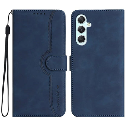 YX0030 For Samsung Galaxy A35 5G Leather Phone Case Smile Pattern Card Holder Wrist Strap