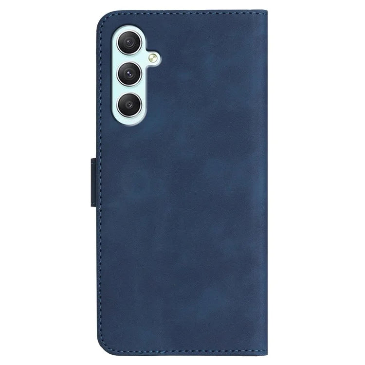 YX0030 For Samsung Galaxy A35 5G Leather Phone Case Smile Pattern Card Holder Wrist Strap