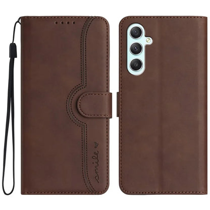 YX0030 For Samsung Galaxy A35 5G Leather Phone Case Smile Pattern Card Holder Wrist Strap