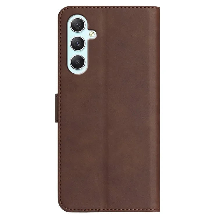 YX0030 For Samsung Galaxy A35 5G Leather Phone Case Smile Pattern Card Holder Wrist Strap