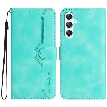 YX0030 For Samsung Galaxy A35 5G Leather Phone Case Smile Pattern Card Holder Wrist Strap