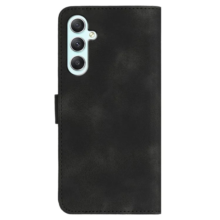 YX0030 For Samsung Galaxy A35 5G Leather Phone Case Smile Pattern Card Holder Wrist Strap