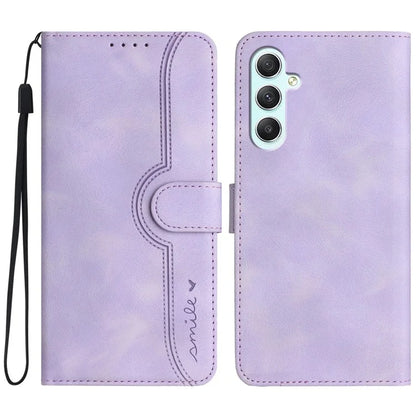 YX0030 For Samsung Galaxy A35 5G Leather Phone Case Smile Pattern Card Holder Wrist Strap