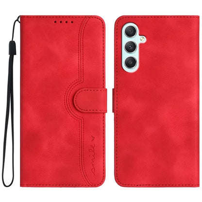 YX0030 For Samsung Galaxy A35 5G Leather Phone Case Smile Pattern Card Holder Wrist Strap