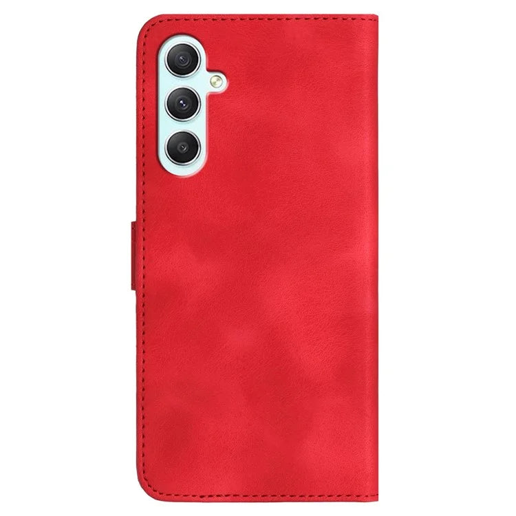 YX0030 For Samsung Galaxy A35 5G Leather Phone Case Smile Pattern Card Holder Wrist Strap