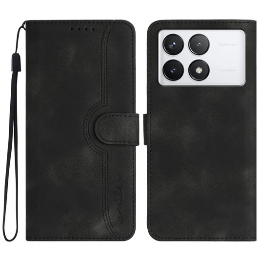 YX0030 For Xiaomi Redmi K70E 5G / Poco X6 Pro 5G Leather Phone Case Smile Pattern Magnetic Closure Cover