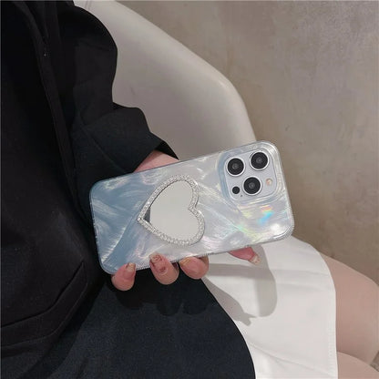For iPhone 14 Pro Max Makeup Mirror Phone Case Shockproof Soft TPU Cover