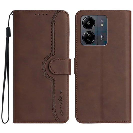 YX0030 For Xiaomi Redmi 13C 4G / 5G / Poco C65 4G Wallet Case PU Leather Smile Pattern Flip Cover