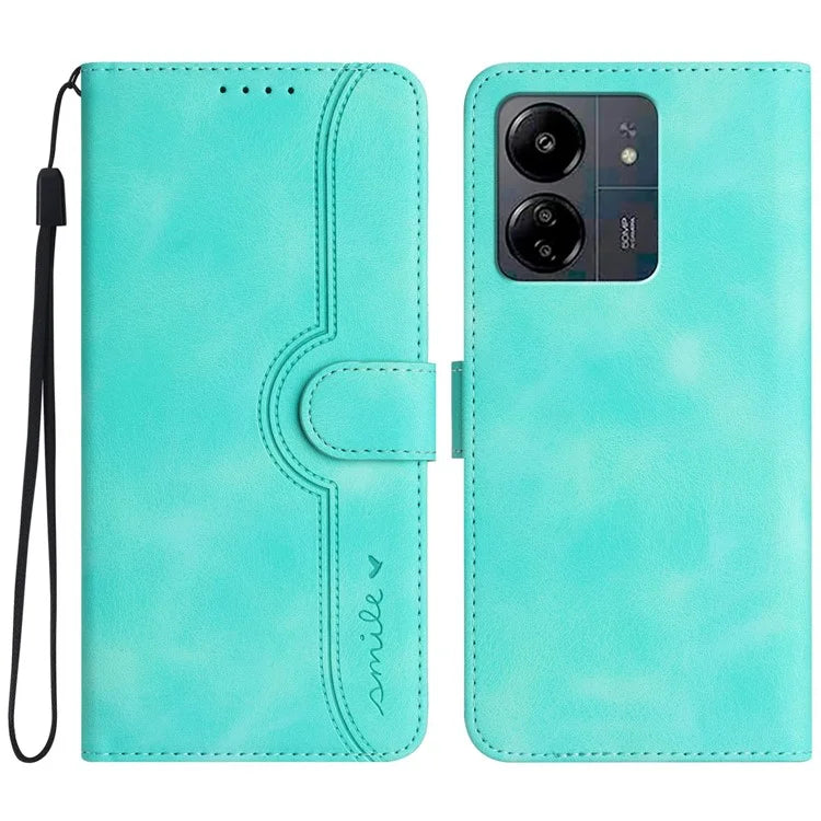 YX0030 For Xiaomi Redmi 13C 4G / 5G / Poco C65 4G Wallet Case PU Leather Smile Pattern Flip Cover