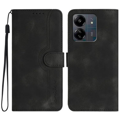 YX0030 For Xiaomi Redmi 13C 4G / 5G / Poco C65 4G Wallet Case PU Leather Smile Pattern Flip Cover