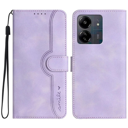 YX0030 For Xiaomi Redmi 13C 4G / 5G / Poco C65 4G Wallet Case PU Leather Smile Pattern Flip Cover