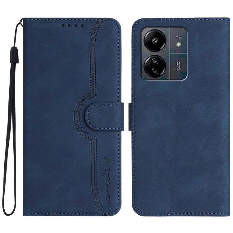 YX0030 For Xiaomi Redmi 13C 4G / 5G / Poco C65 4G Wallet Case PU Leather Smile Pattern Flip Cover