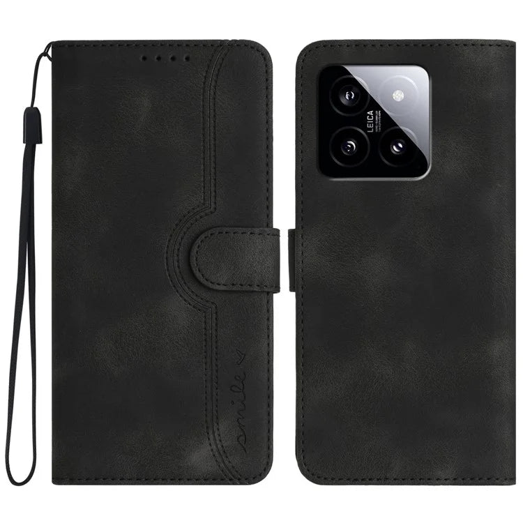 YX0030 Smile Series for Xiaomi 14 Phone Case Card Slots Stand Magnetic Closure Leather Cover