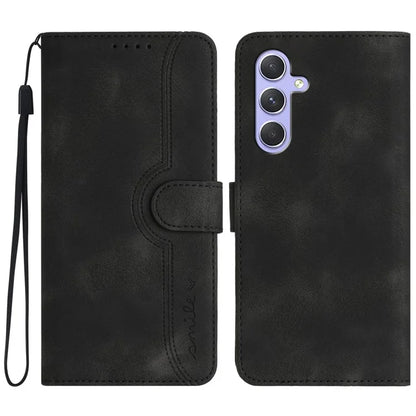 YX0030 For Samsung Galaxy A55 5G Smile Pattern Wallet Case PU Leather Protective Cover