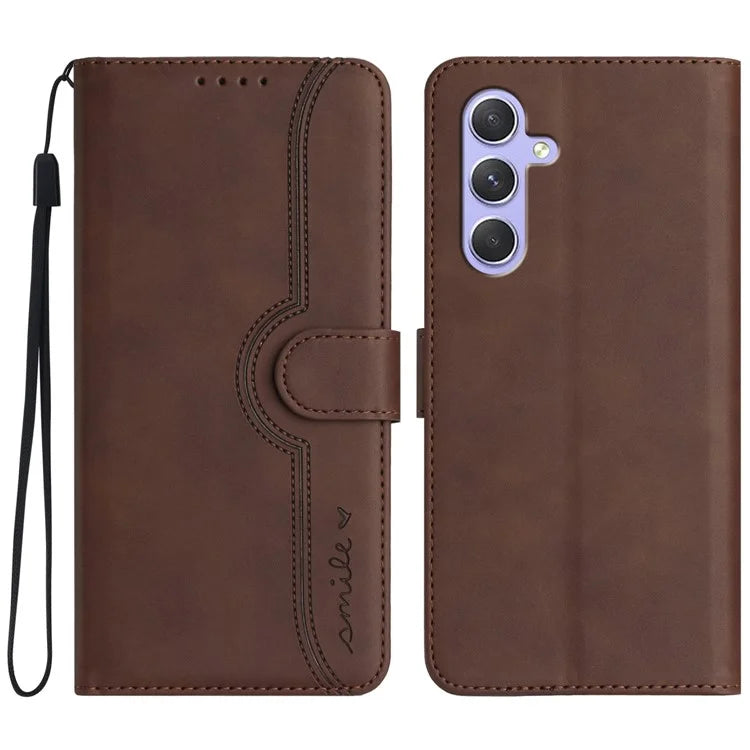 YX0030 For Samsung Galaxy A55 5G Smile Pattern Wallet Case PU Leather Protective Cover