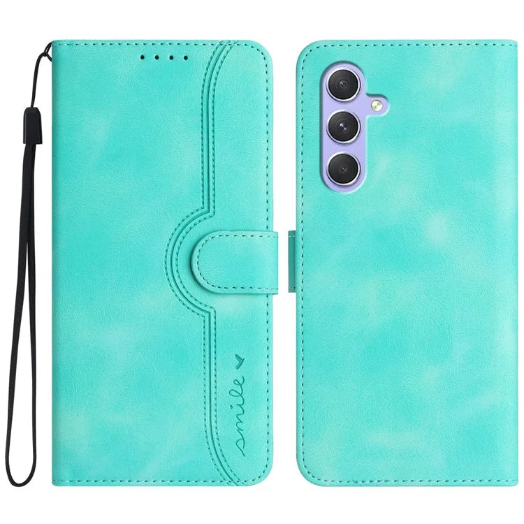 YX0030 For Samsung Galaxy A55 5G Smile Pattern Wallet Case PU Leather Protective Cover