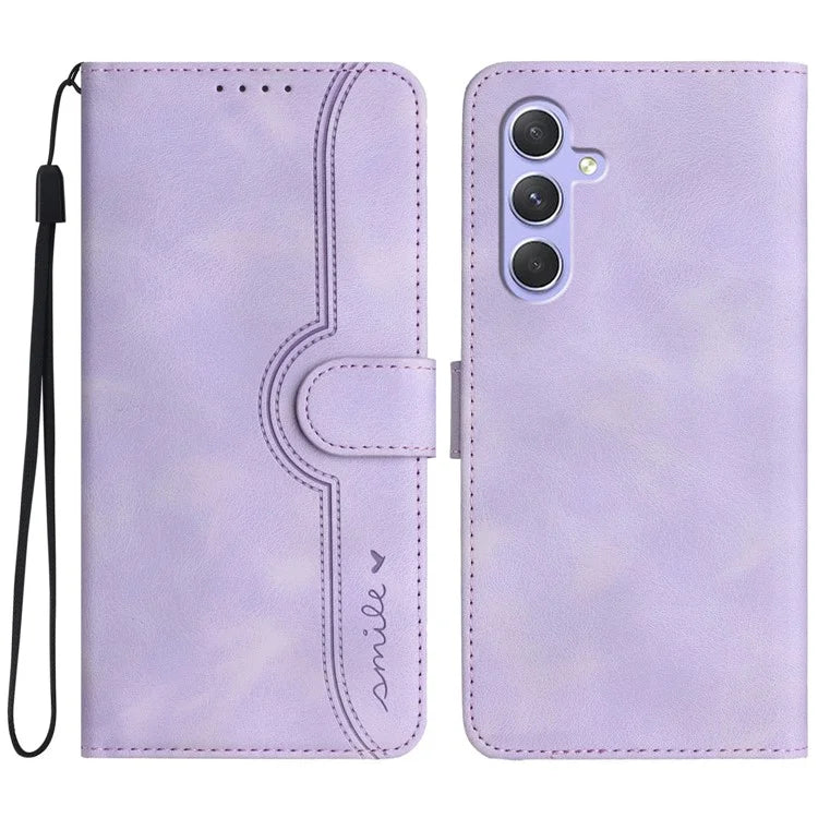 YX0030 For Samsung Galaxy A55 5G Smile Pattern Wallet Case PU Leather Protective Cover