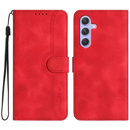 YX0030 For Samsung Galaxy A55 5G Smile Pattern Wallet Case PU Leather Protective Cover