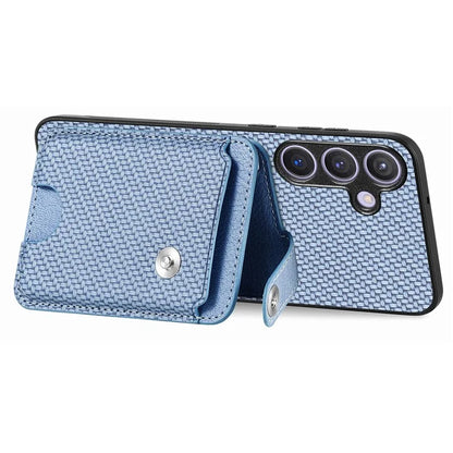 For Samsung Galaxy S24+ Case Carbon Tiber Texture Back Cover with Card Bag Multi-functional Tool