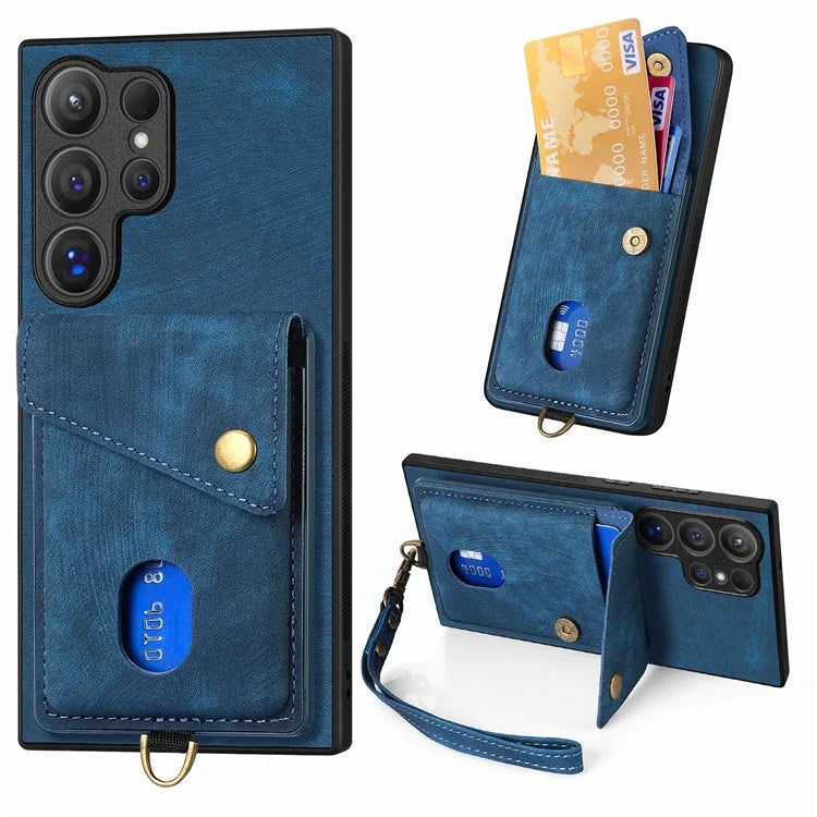 D1 For Samsung Galaxy S24 Ultra Phone Case with Card Holder Kickstand