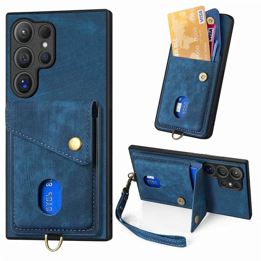 D1 For Samsung Galaxy S24 Ultra Phone Case with Card Holder Kickstand