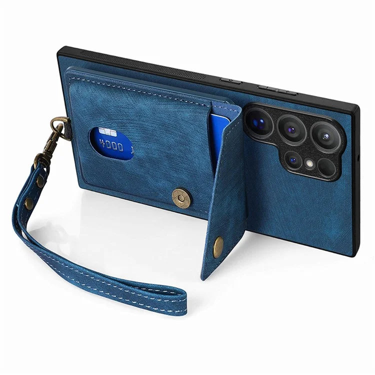 D1 For Samsung Galaxy S24 Ultra Phone Case with Card Holder Kickstand