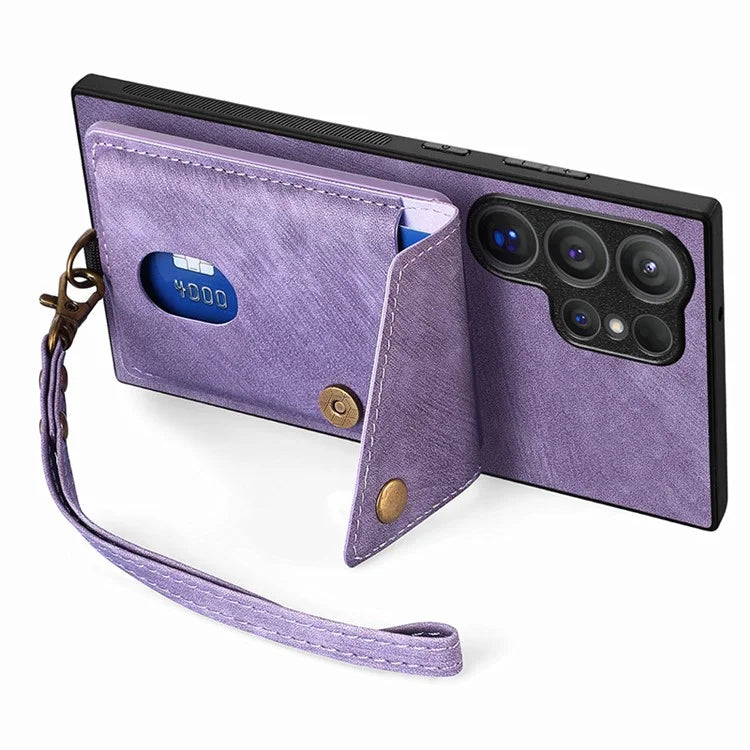 D1 For Samsung Galaxy S24 Ultra Phone Case with Card Holder Kickstand