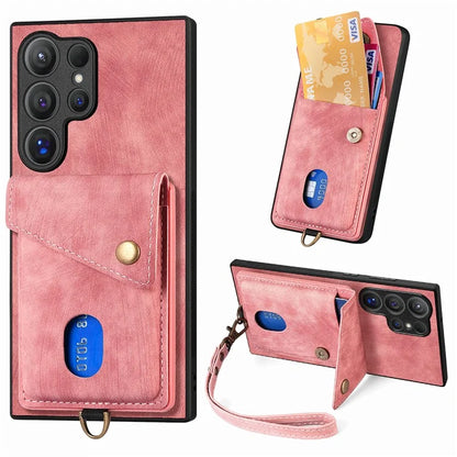 D1 For Samsung Galaxy S24 Ultra Phone Case with Card Holder Kickstand