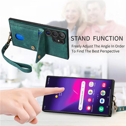 D1 For Samsung Galaxy S24 Ultra Phone Case with Card Holder Kickstand