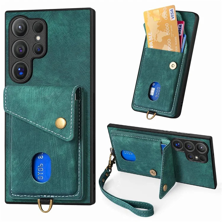 D1 For Samsung Galaxy S24 Ultra Phone Case with Card Holder Kickstand