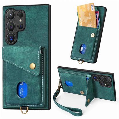 D1 For Samsung Galaxy S24 Ultra Phone Case with Card Holder Kickstand
