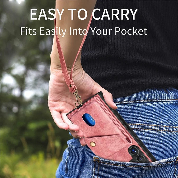 D1 For Samsung Galaxy S24 Ultra Phone Case with Card Holder Kickstand