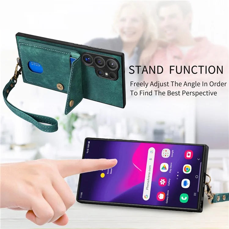 D1 For Samsung Galaxy S24 Ultra Phone Case with Card Holder Kickstand