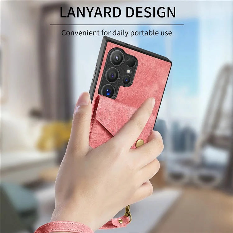 D1 For Samsung Galaxy S24 Ultra Phone Case with Card Holder Kickstand