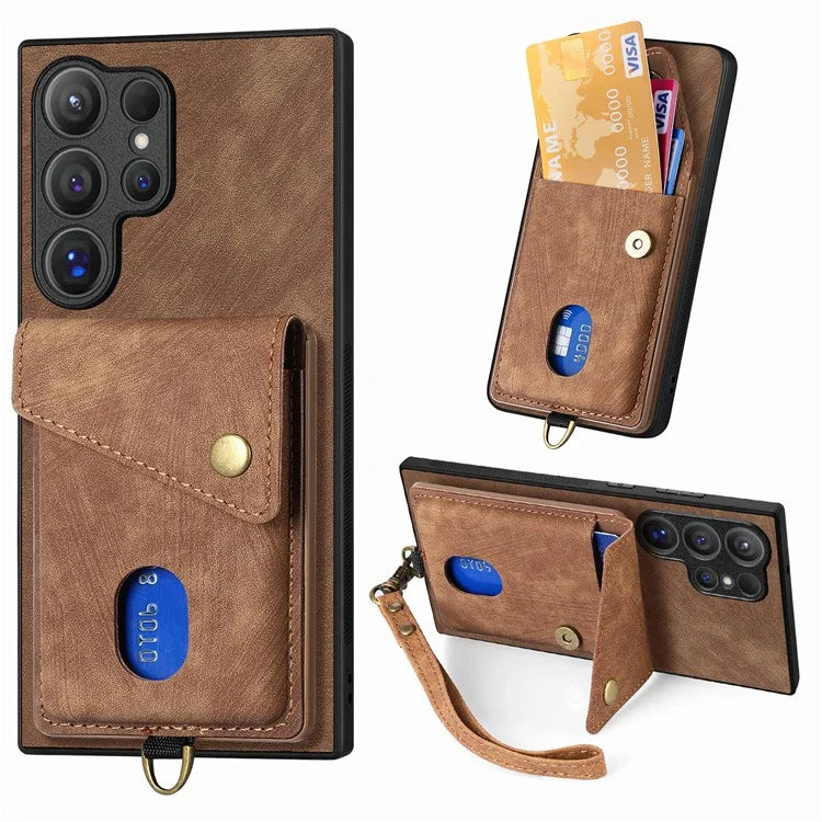 D1 For Samsung Galaxy S24 Ultra Phone Case with Card Holder Kickstand