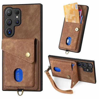 D1 For Samsung Galaxy S24 Ultra Phone Case with Card Holder Kickstand
